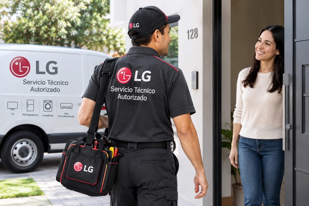 Técnico autorizado LG llegando a un domicilio